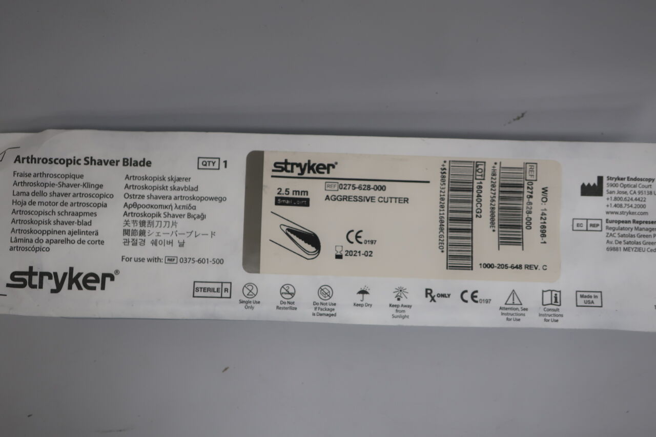 0275-628-000 - STRYKER - 2.5mm Aggressive Cutter, Small Joint, (EA) - ( Expiry Date: 2023-10-10 )