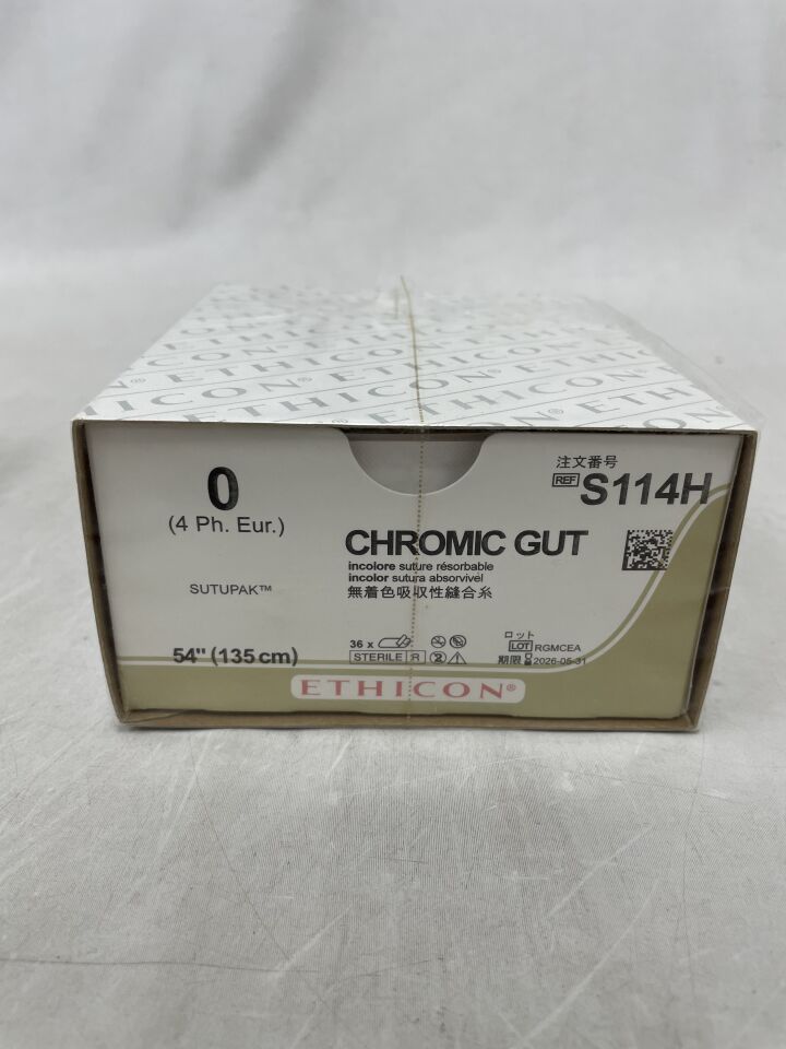 S114H - ETHICON - 腸線鉻制可吸收單絲縫合線，0號，54吋長，（BX/36）-（有效期至：2026年5月31日）