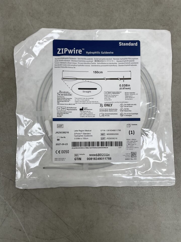680208 - 波士頓科學 - ZIPwire 親水導絲 - 標準型，直型 - .038" x 150cm，（EA）-（有效期至：2027-09-23）
