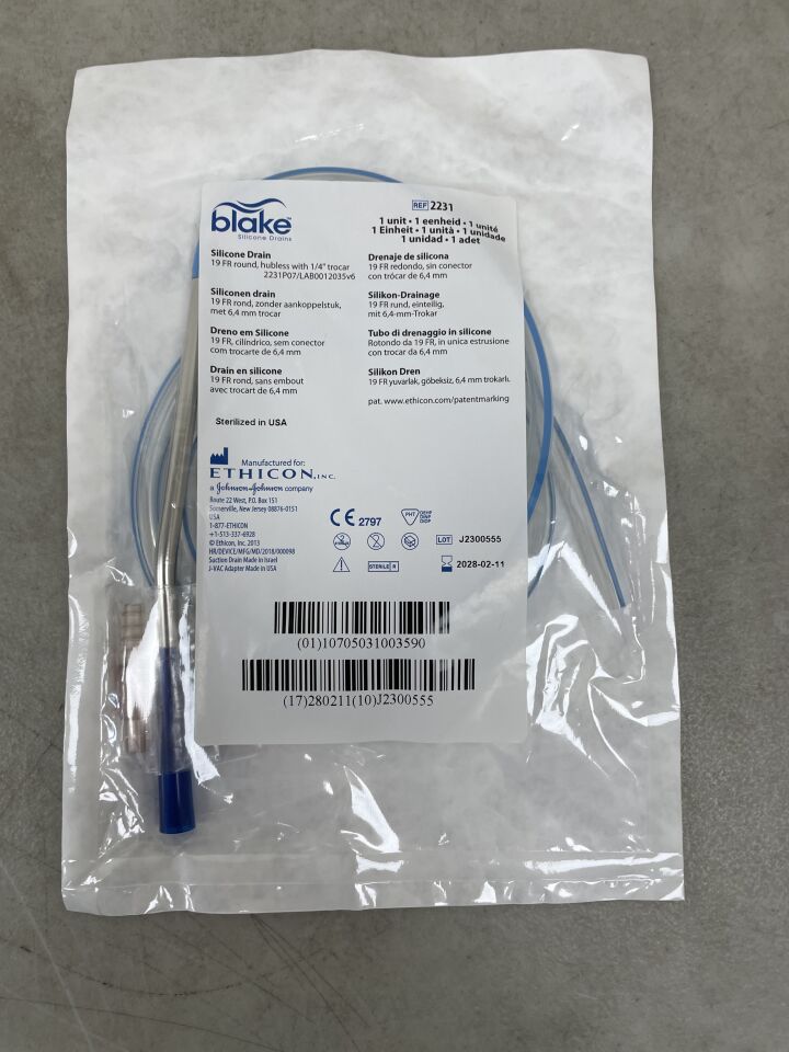 2231  -  ETHICON  -  Blake Round Hubless Silicone Drains, 19 Fr , ( EA )  -  ( Expiry Date : 2028-02-11 )