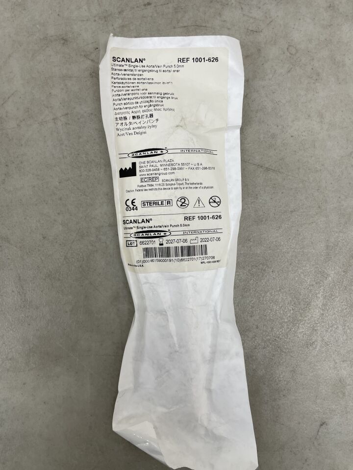 1001-626 - SCANLAN - 一次性主動脈/靜脈穿刺器，5.0mm，（EA）-（有效期限至：2027-07-06）