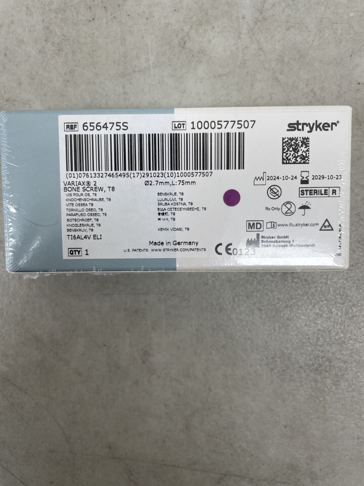 656475S  -  STRYKER  -  VARIAX 2 Bone Screw, T8, 2.7 x 75mm , ( BX/1 )  -  ( Expiry Date : 2029-10-23 )