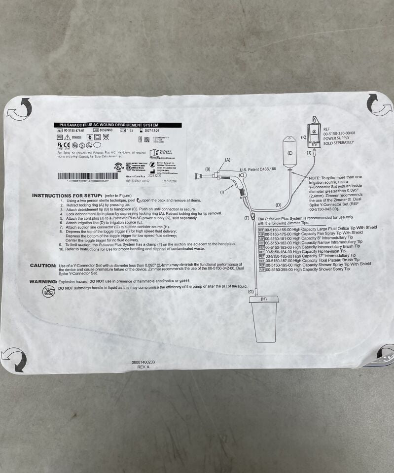 00-5150-476-01  -  ZIMMER  -  PulsaVac Plus AC Fan Spray Kit , ( EA )  -  ( Expiry Date : 2027-12-26 )