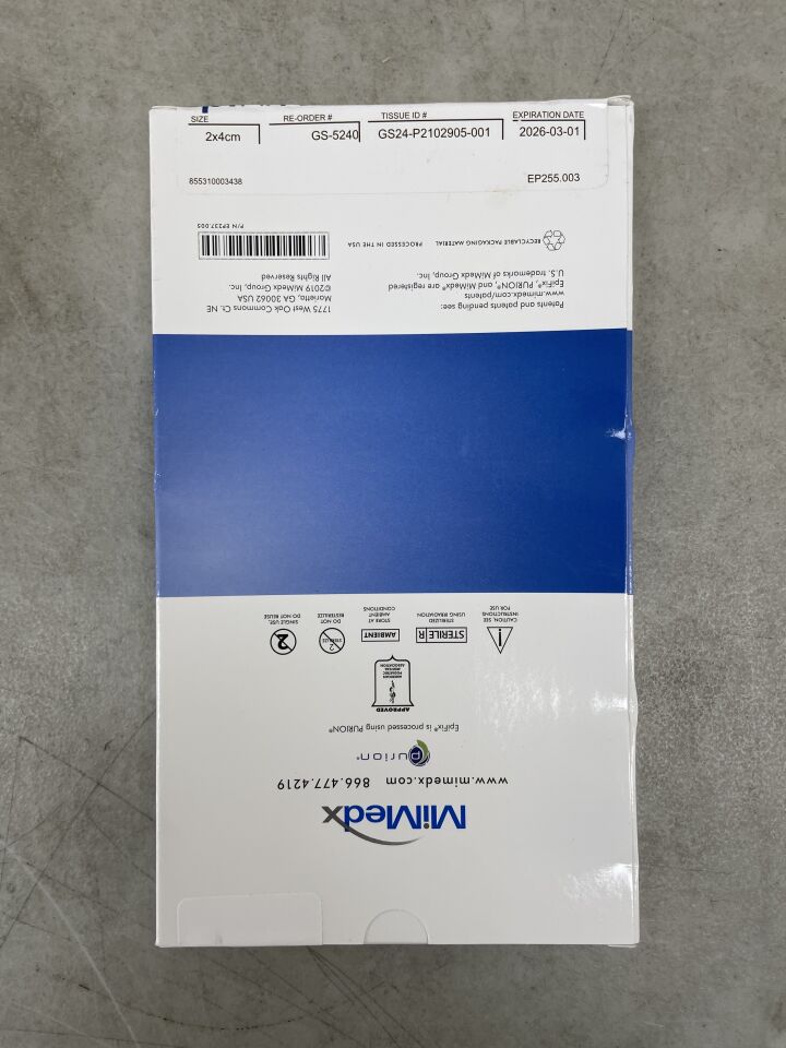 GS-5240 - MIMEDX - EPIFIX Membrana de amnios/corion humano deshidratada, 2 x 4 cm, (Caja/1) - (Fecha de caducidad: 01/03/2026)