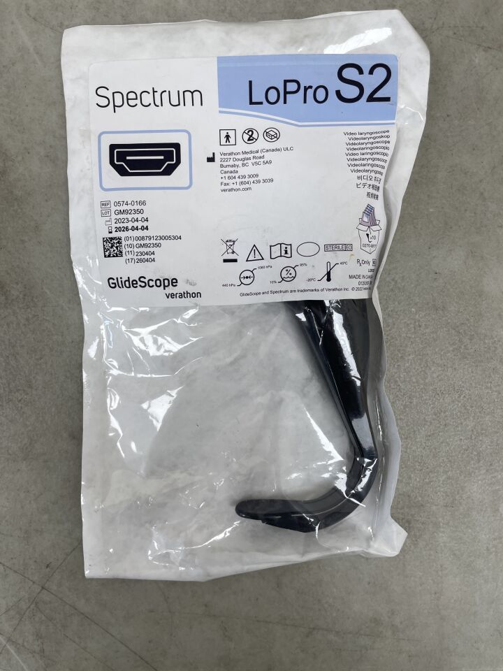0574-0166  -  VERATHON MEDICAL  -  Verathon GlideScope Spectrum Video Laryngoscope LoPro S2 , ( EA )  -  ( Expiry Date : 2026-04-04 )