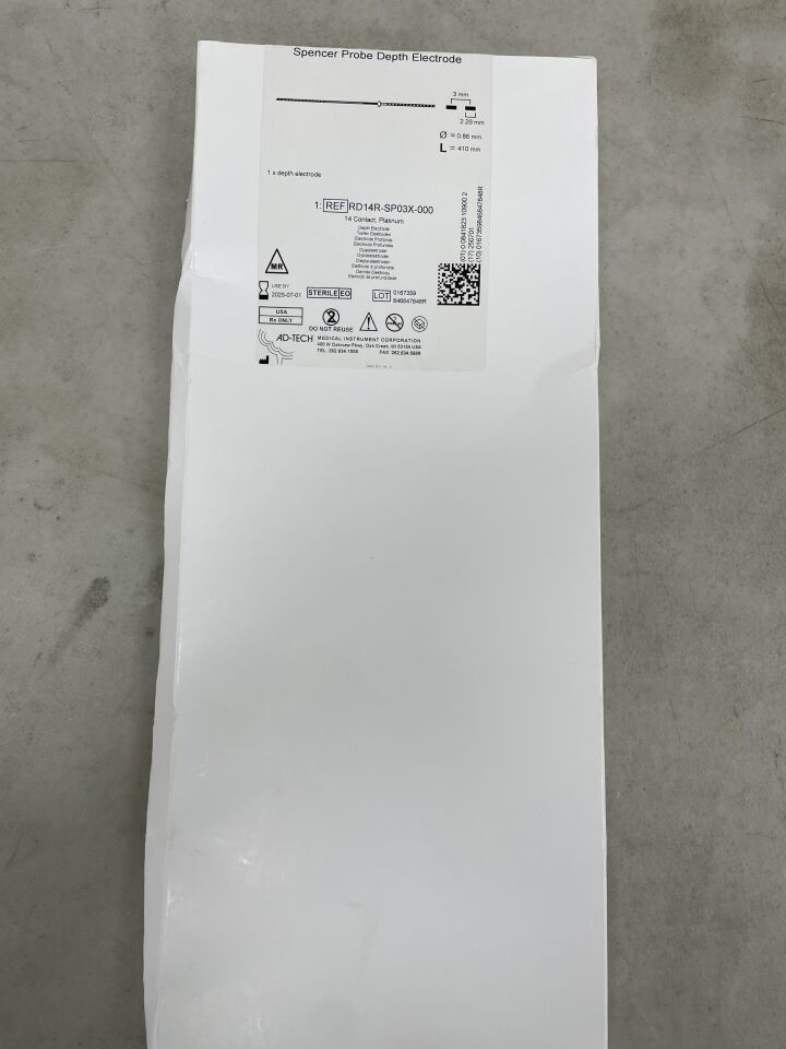 RD14R-SP03X-000 - ADTECH MEDICAL - Spencer Probe Depth Electrode, 14 Platinum Contacts, (BX/1) - ( Expiry Date: 2025-07-01 )