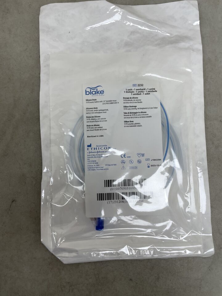 2232 - ETHICON - Blake Round Hubless Silicone Drains, 19 Fr Size, (EA) - ( Expiry Date: 2023-12-08 )