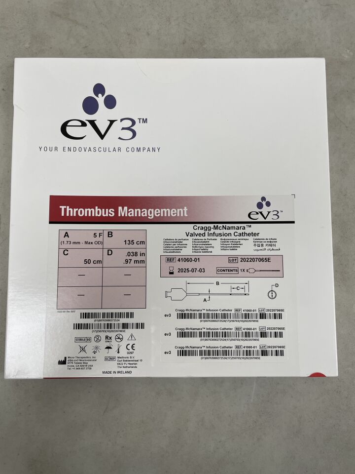 41060-01 - EV3 - Cragg-McNamara Valved Infusion Catheter, 5F x 135cm x 50cm x .038", (BX/1) - ( Expiry Date: 2025-07-03 )