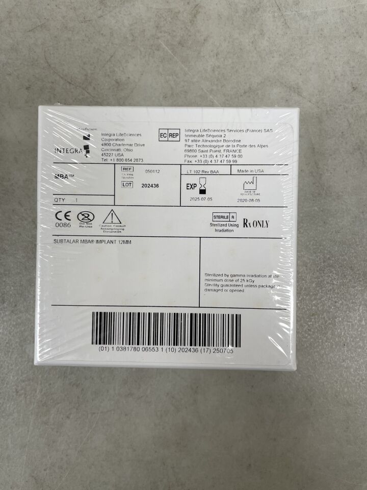 050112 - INTEGRA - Subtalar MBA, Implant 12mm
, (1/BX) - ( Expiry Date: 2025-07-05 )