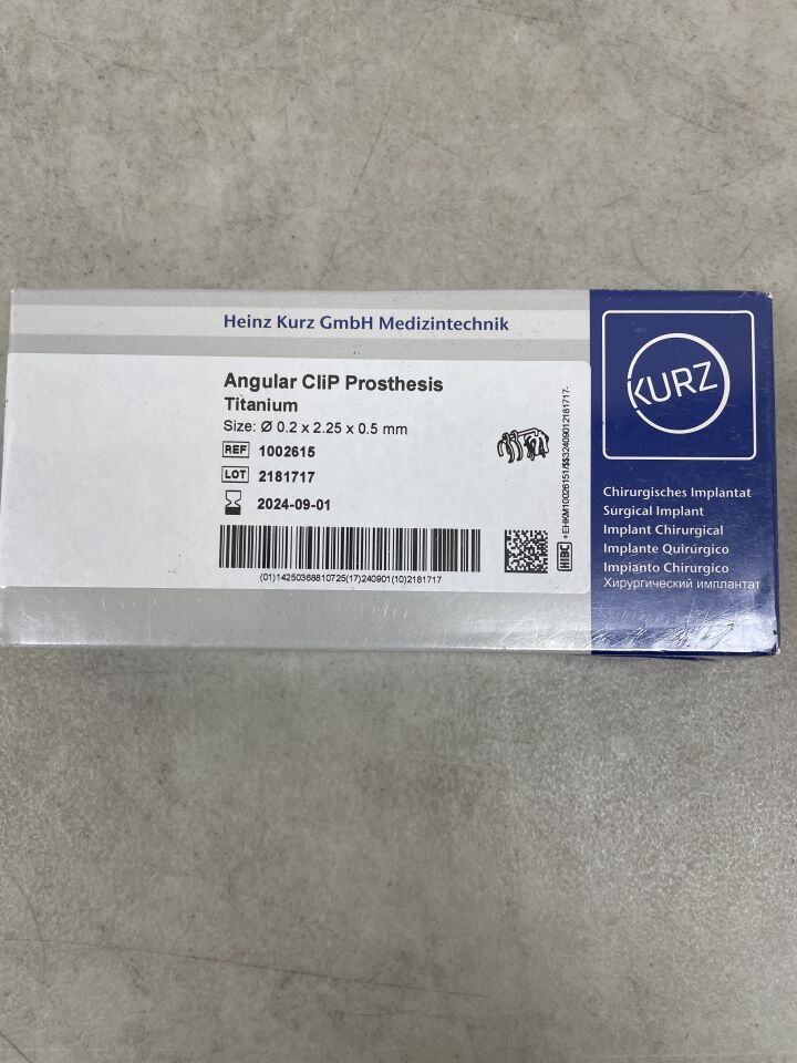 1002615 - KURZ - Angular CliP Prosthesis, 2.25mm, (BX/1) - ( Expiry Date: 2024-09-01 )