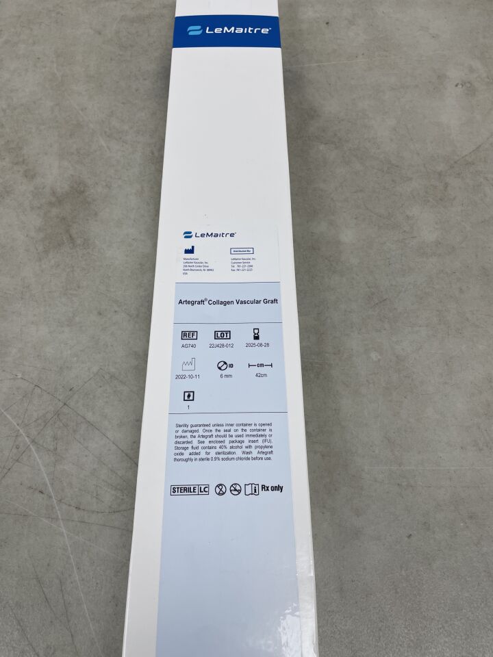 AG740 - LEMAITRE VASCULAR - Artegraft Collagen Vascular Graft 7.5mm x 6.5mm, 43cm, (BX/1) - ( Expiry Date: 2025-08-28 )
