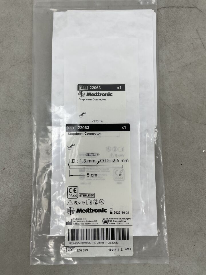 22063 - MEDTRONIC - Catheter Connector, 1.3 ID x 2.5 mm OD, 5 cm Length, (EA) - ( Expiry Date: 2023-10-31 )