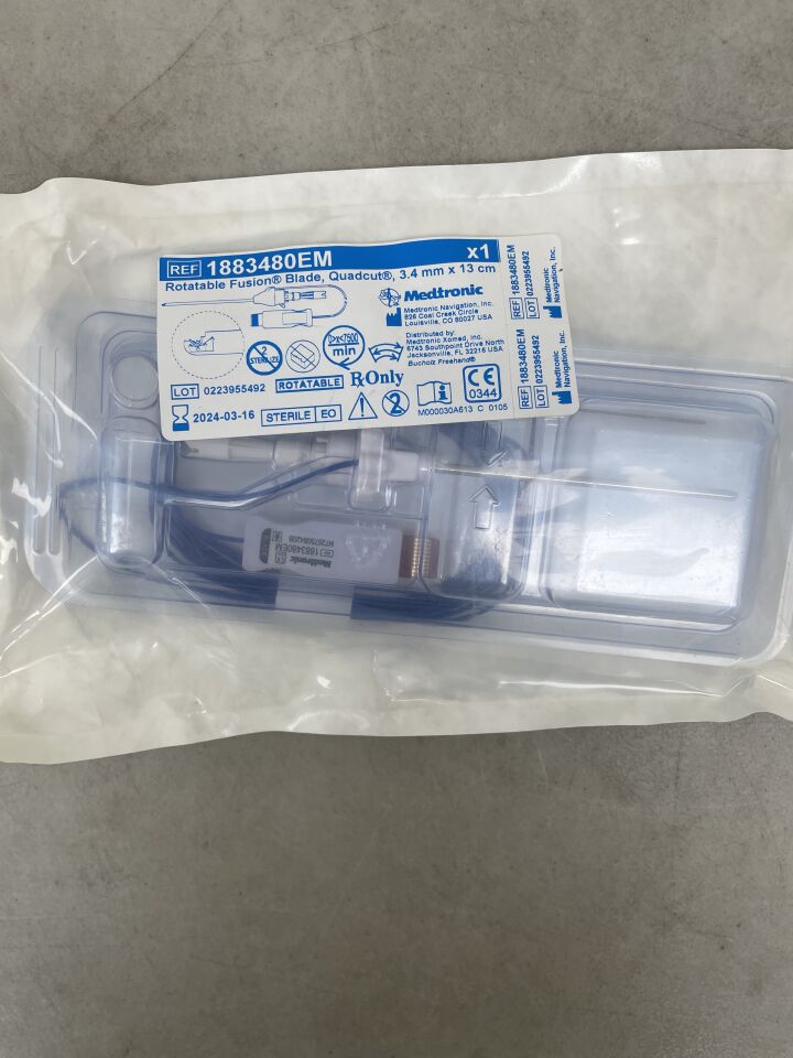 1883480EM - MEDTRONIC - Rotatable Fusion Blade, Quadcut, 3.4mm dia. x 13cm Length,  with Automated EM Tracking, (EA) - ( Expiry Date: 2024-03-16 )