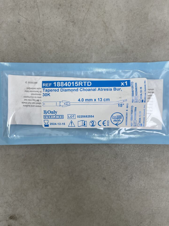 1884015RTD - MEDTRONIC - 30K Tapered Diamond Choanal Atresia Bur, 4.0mm x 13cm, 15°, (EA) - ( Expiry Date: 2024-12-15 )