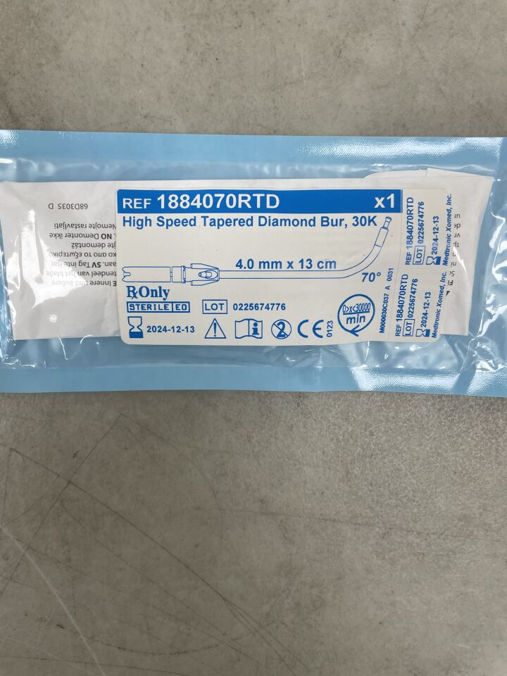 1884070RTD - MEDTRONIC - High Speed Tapered Diamond Bur, 30K, 4mm X 13cm, (EA) - ( Expiry Date: 2024-12-13 )