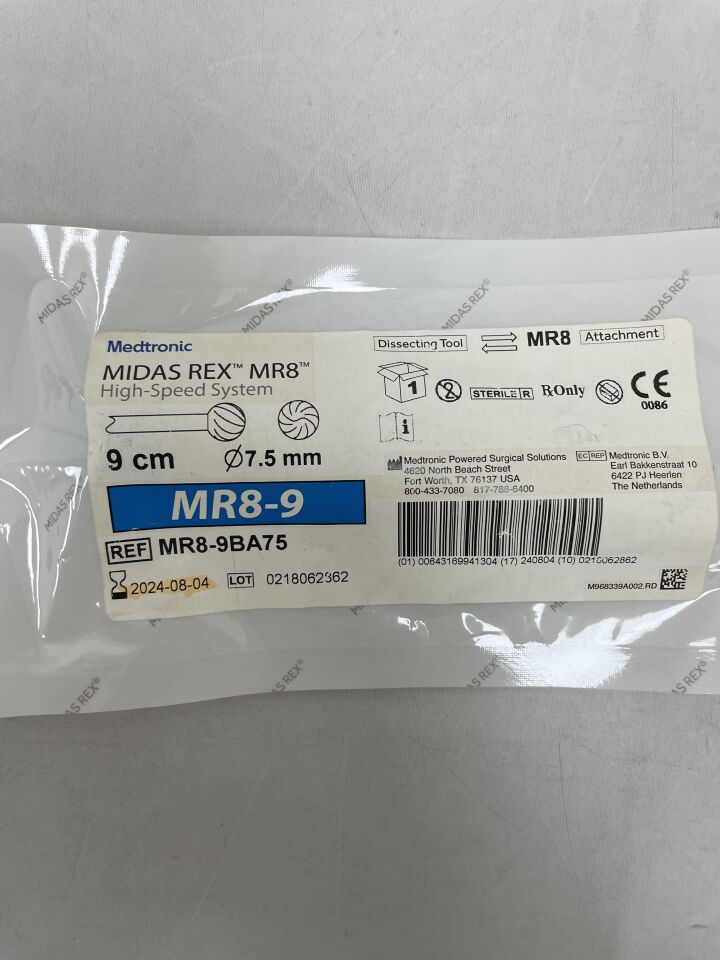 MR8-9BA75 - MEDTRONIC - Midas Rex MR8, Ball Fluted 9cm, 7.5mm, (EA) - ( Expiry Date: 2024-08-04 )