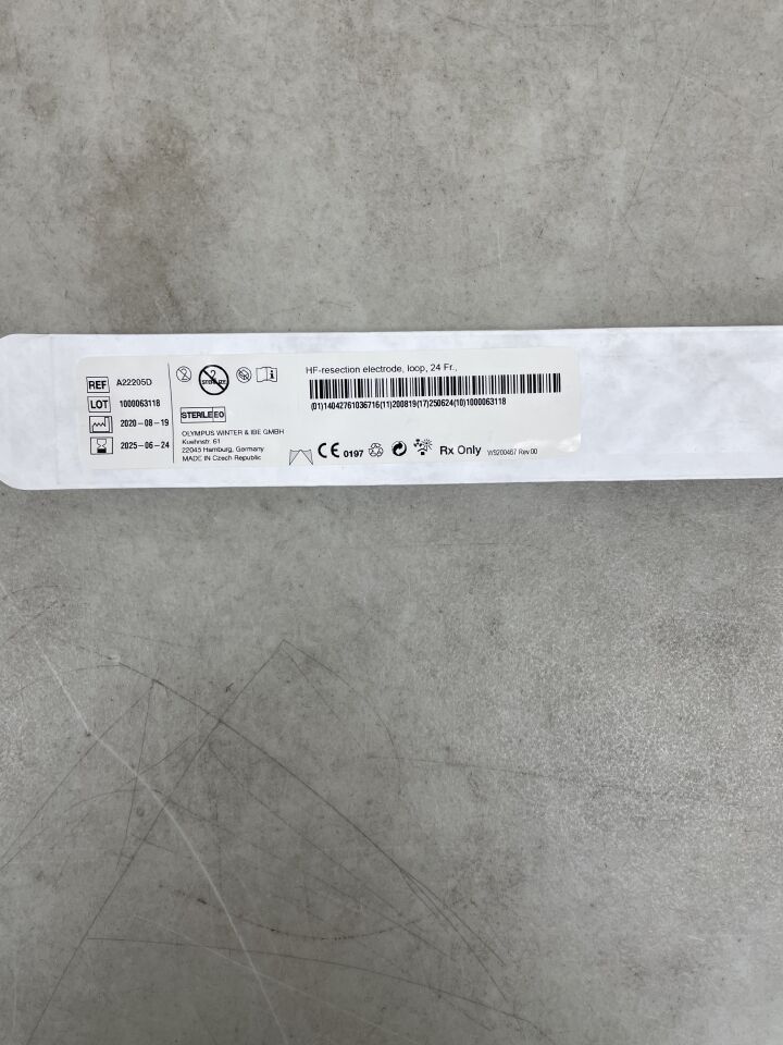 A22205D - OLYMPUS - HF Resection Electrode, Loop 24 Fr Size, 0.2 mm Wire, 30 Degree Angle, () - ( Expiry Date: 2025-06-24 )