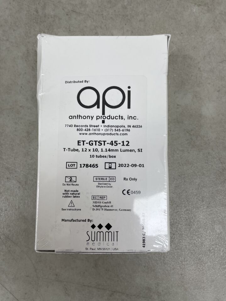 ET-GTST-45-12 - SUMMIT MEDICAL - Anthony Products T-Tube Ear Tube â 1.14MM x 9.8MM x 12.0MM, (BX/10)