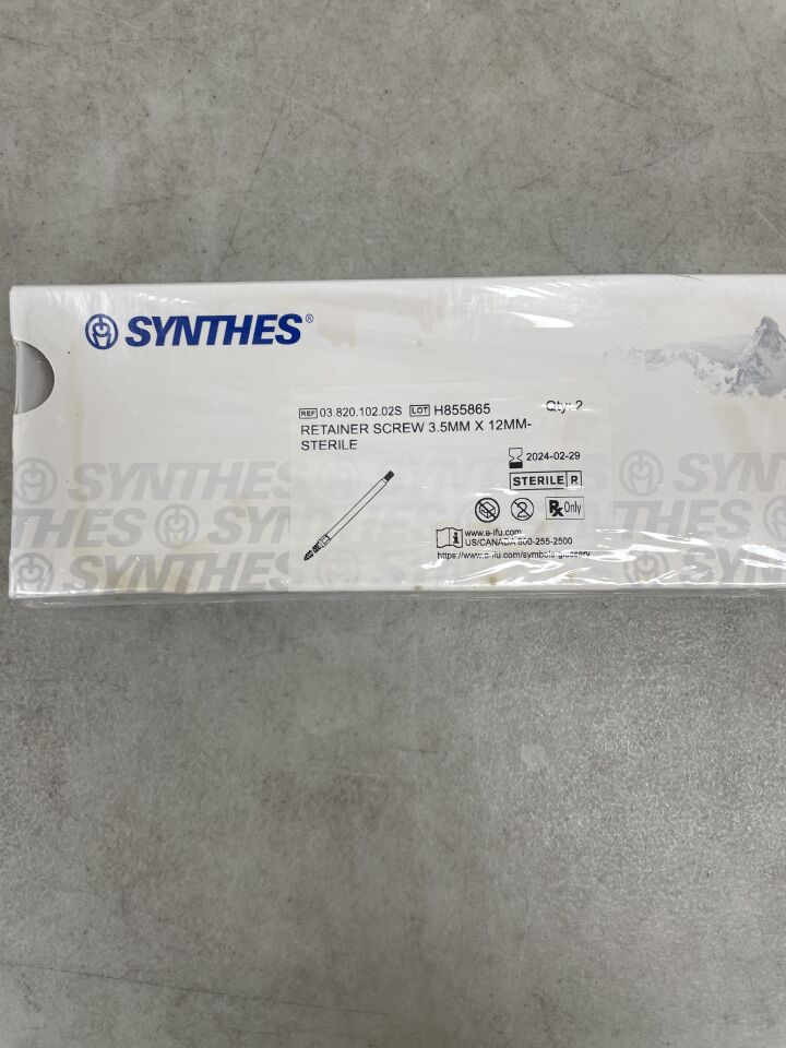 03.820.102.02S - SYNTHES - RETAINER Screw 3.5MM x 12mm, (BX/1) - ( Expiry Date: 2024-02-29 )