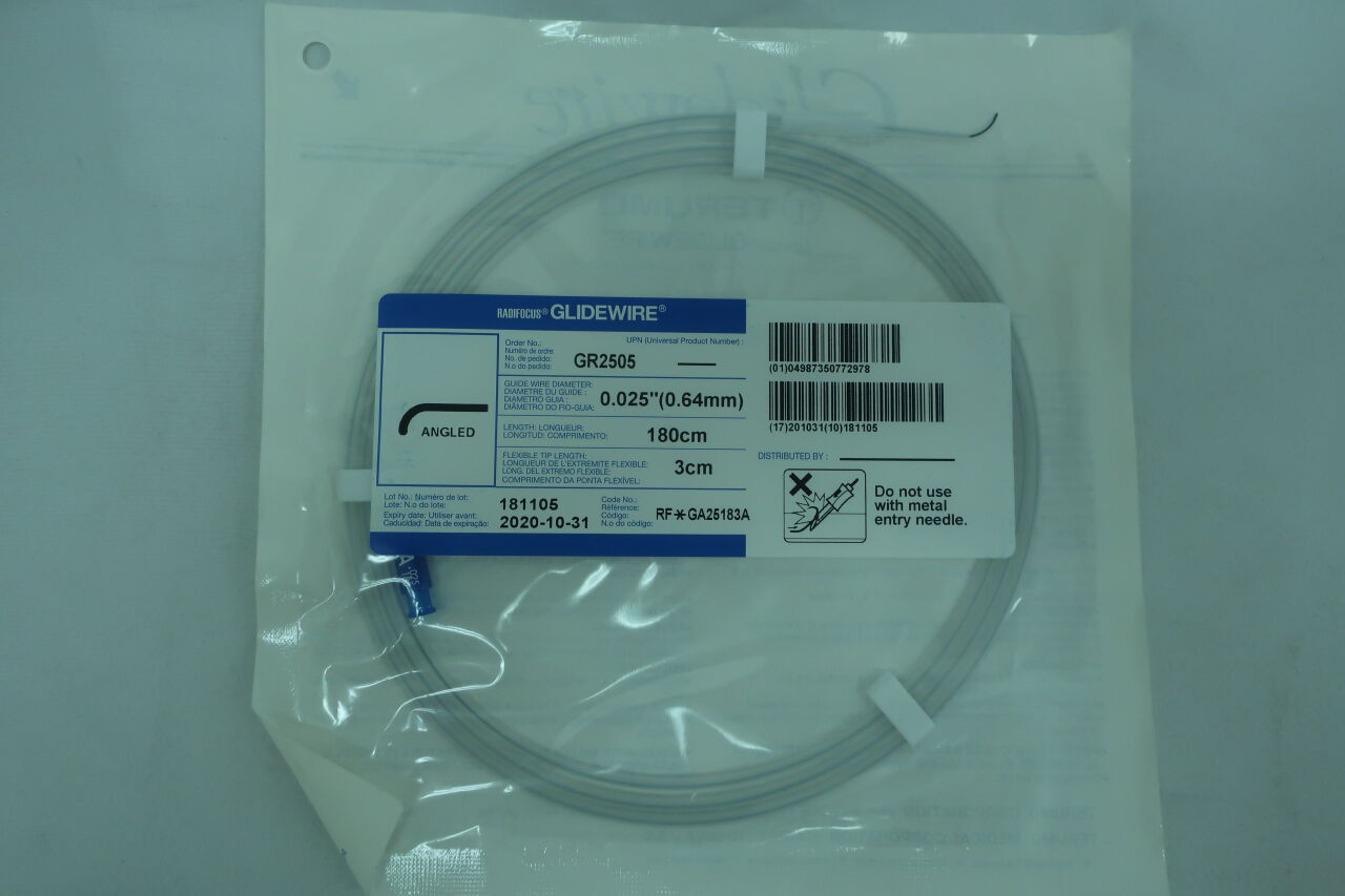 GR2505 - TERUMO - Radifocus Glidewire Angled 0.025" x 180 cm x 3 cm, (EA) - ( Expiry Date: 2024-12-31 )