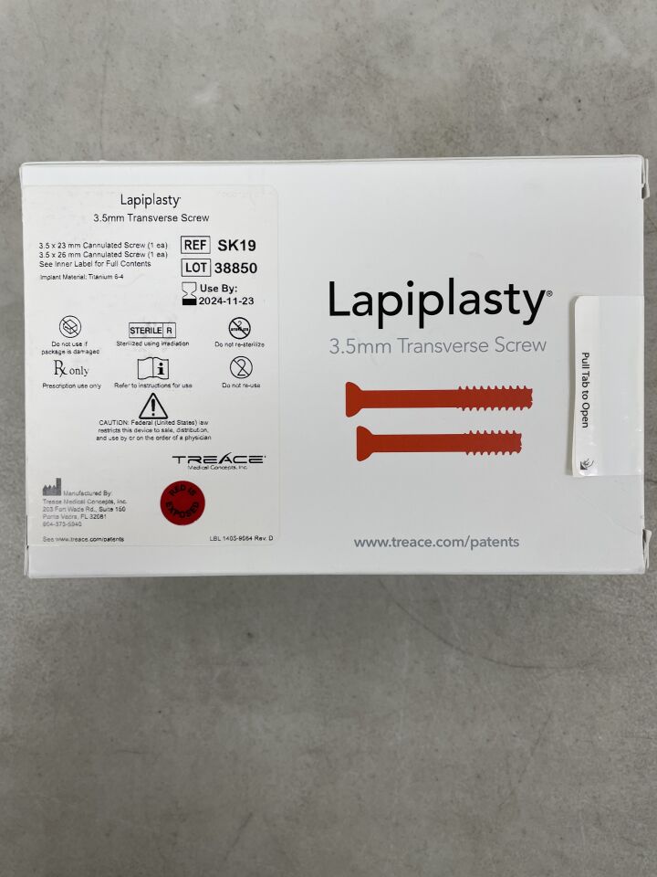 SK19 - TREACE MEDICAL - Lapiplasty Compression Transverse Screws, 3.5 x 23mm, 3.5 x 26mm, (BX/1) - ( Expiry Date: 2024-11-23 )