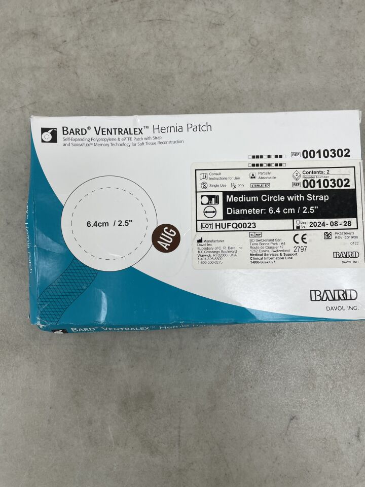 10302 - BARD - Ventralex Hernia Patch, Medium Circle w/Strap 6.4cm, (BX/2) - ( Expiry Date: 2024-08-28 )