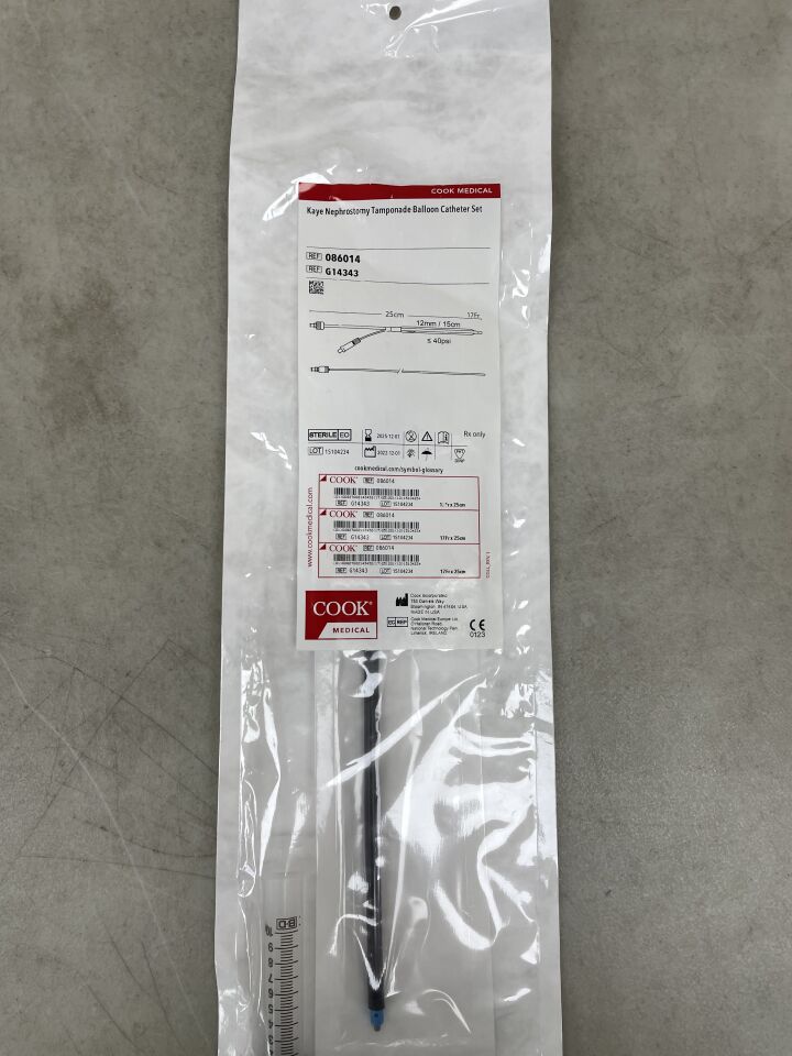 G14343 - COOK - Kaye Nephrostomy Tamponade Balloon Catheter 14F x 25cm, (EA) - ( Expiry Date: 2025-12-01 )