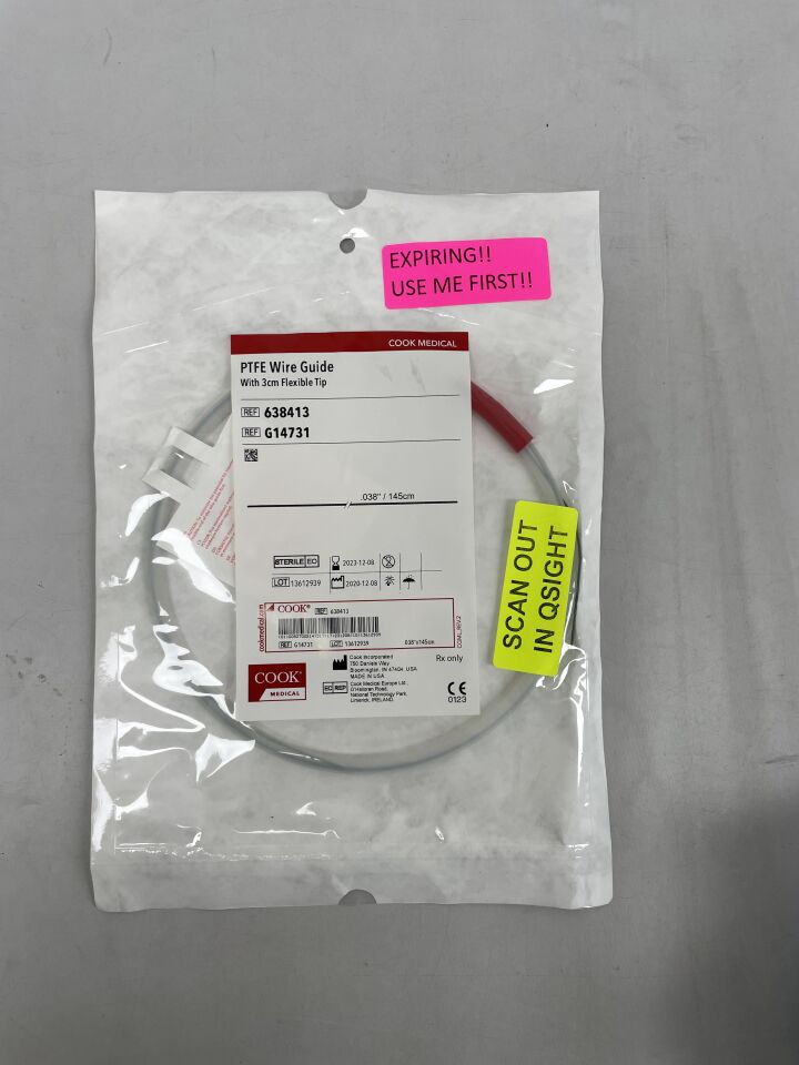 G14731 - COOK - Fixed-Core Wire Guide, 3cm Flexible Tip 0.038" x 145cm, (EA) - ( Expiry Date: 2025-08-25 )