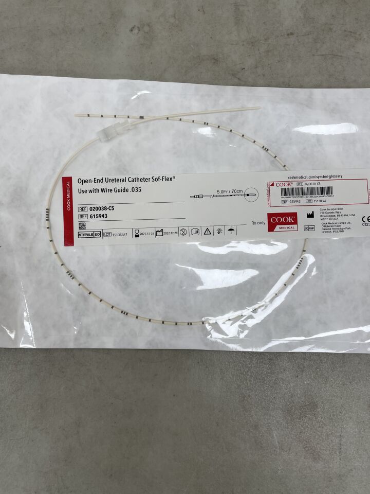 G15943 - COOK - open-end ureteral catheter sof-flex 5f x 70cm, 0.038", (EA) - ( Expiry Date: 2025-12-28 )