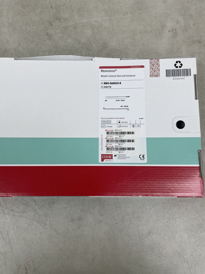 G34110 - COOK - Resonance Metallic Ureteral Stent and Introducer 6F x 24cm (No Box), (BX/1) - ( Expiry Date: 2025-08-02 )