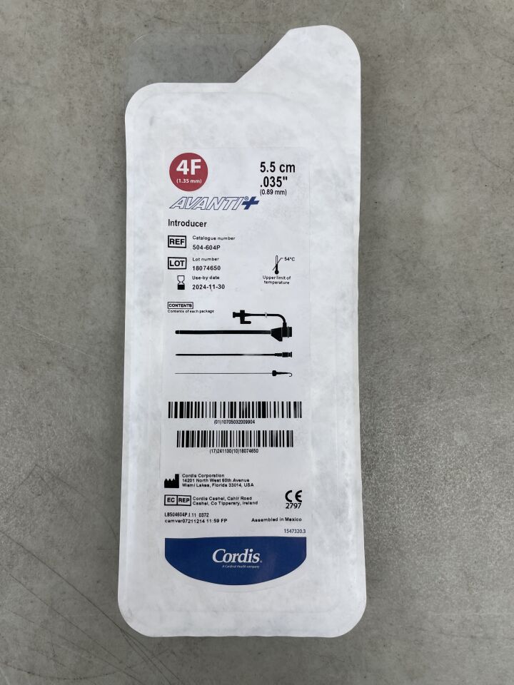 504-604P - CORDIS - Avanti+ Introducer w/Mini-Wire 4F x 5.5cm, 0.035", (EA) - ( Expiry Date: 2024-11-30 )