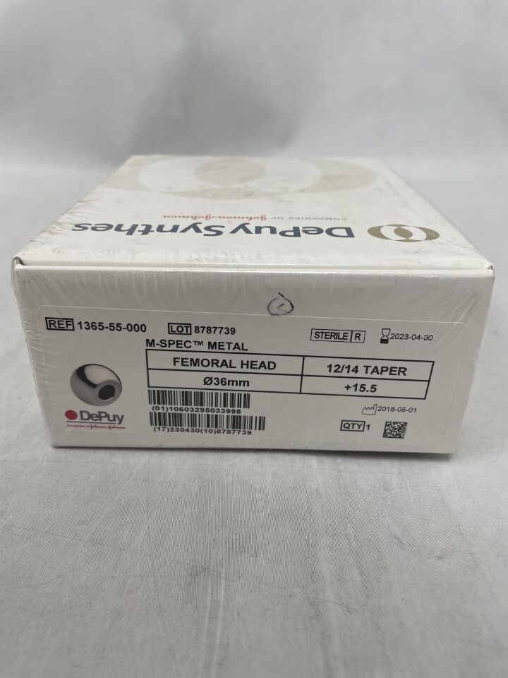 1365-55-000 - DEPUY - M-SPEC Metal Femoral Head, 12/14 Taper, 36mm, +15.5, (BX/1) - ( Expiry Date: 2022-02-28 )