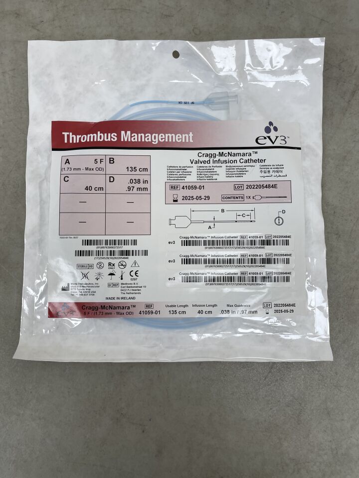 41059-01 - EV3 - Cragg-McNamara Valved Infusion Catheter, 5F x 135cm x 40cm x .038", (EA) - ( Expiry Date: 2025-05-29 )