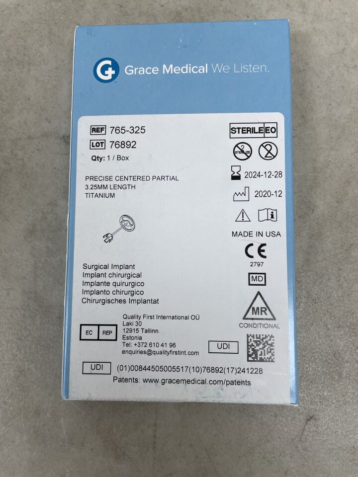 765-325 - GRACE MEDICAL - PRECISE CENTERED PARTIAL, 3.25mm, (BX/1) - ( Expiry Date: 2024-12-28 )