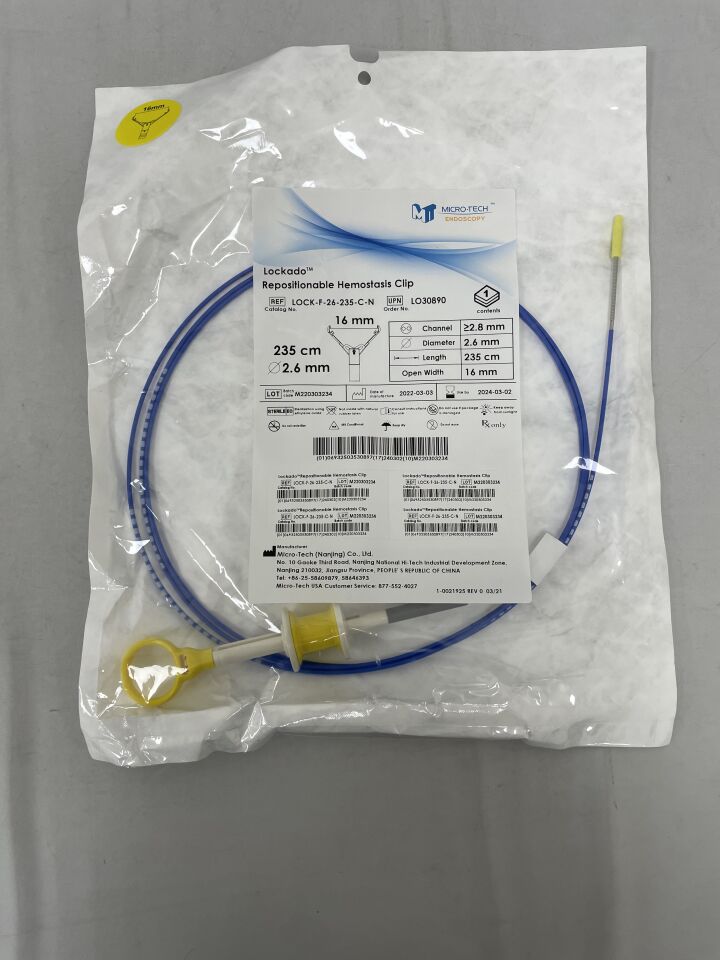 LOCK-F-26-235-C-N - MICRO-TECH - C-N LOCKADO Sterile Repositionable Hemostasis Clip Device Opening width 16mm, Working Length 235cm, Diameter 2.6mm, (EA) - ( Expiry Date: 2024-01-03 )