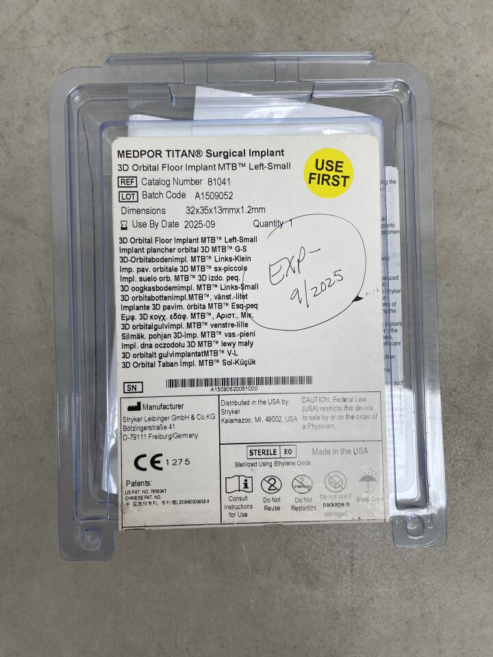 81041 - STRYKER - Medpor Titan 3D Orbital Floor, MTB Left Small, (EA) - ( Expiry Date: 2025-09-01 )