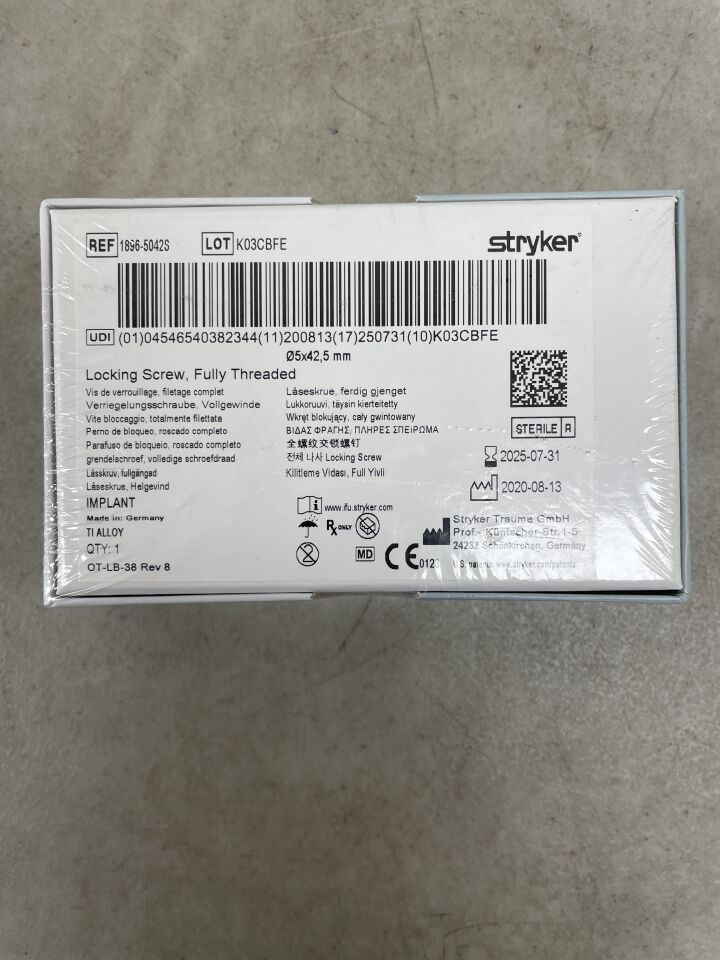 1896-5042S - STRYKER - 5mm Locking Screw - Fully Threaded / 42mm, (BX/1) - ( Expiry Date: 2025-07-31 )