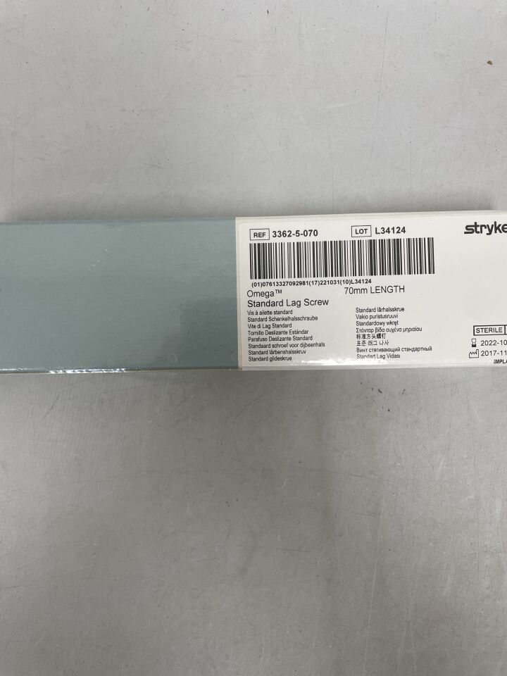 3362-5-070 - STRYKER - Omega + Plus Standard Lag Screw 13mm x 70mm, (BX/1) - ( Expiry Date: 2025-05-31 )