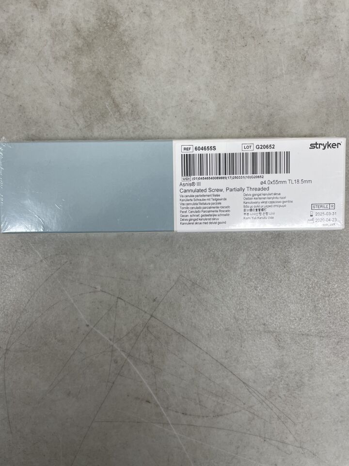 604655S - STRYKER - Asnis III Cannulated Screw, 55 dia. x 4 mm Length, (BX/1) - ( Expiry Date: 2025-03-31 )