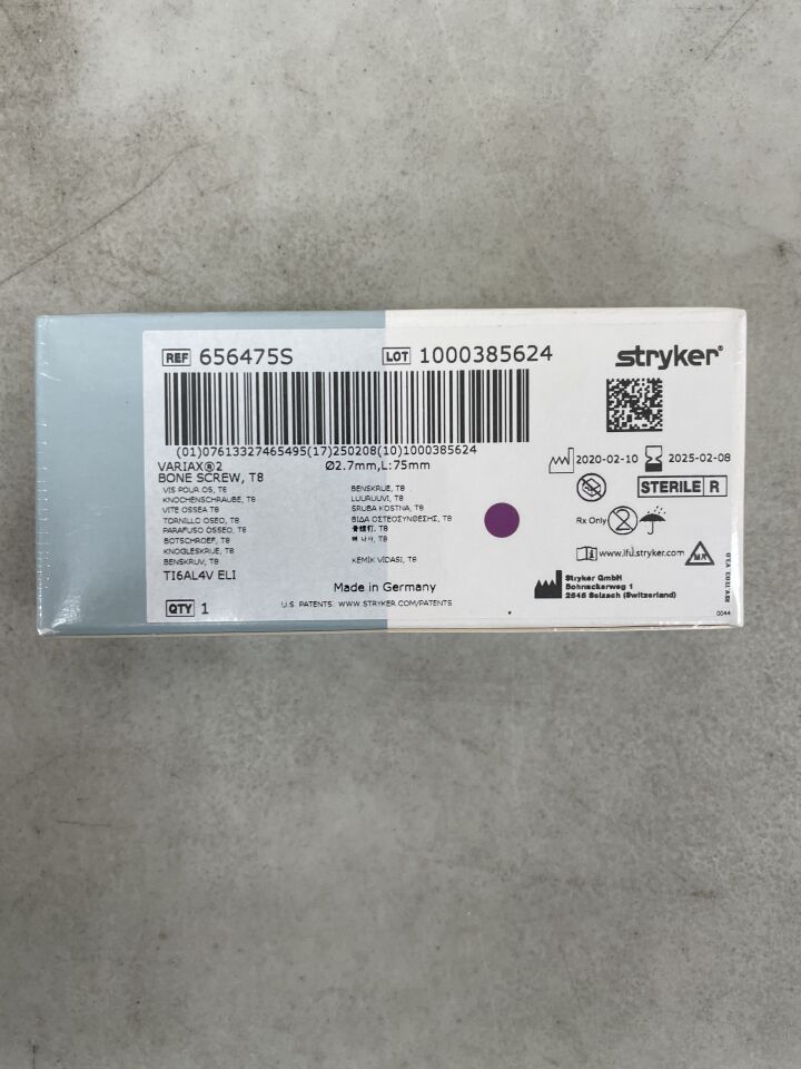 656475S - STRYKER - VARIAX 2 Bone Screw, T8, 2.7 x 75mm, (BX/1) - ( Expiry Date: 2025-02-08 )