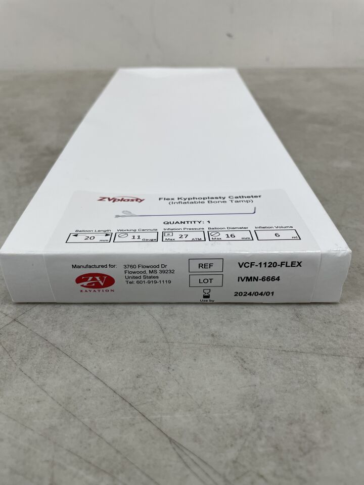 VCF-1120-FLEX - ZAVATION - Zvplasty Flex Kyphoplasty Catheter, Inflatable Bone Tamp, 11G, (BX/1) - ( Expiry Date: 2024-04-01 )