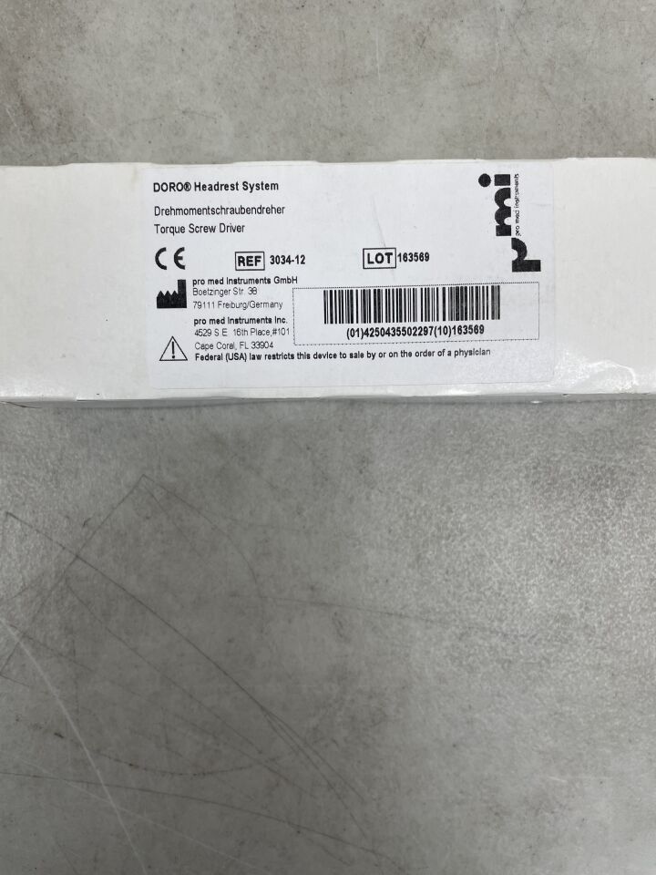 3034-12 - PMI - DORO 頭枕系統，扭力螺絲刀，（1 盒）-（有效期限至：2099 年 12 月 31 日）