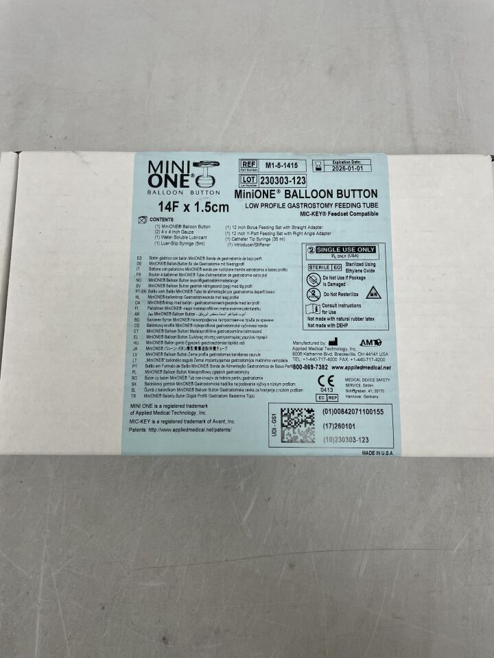 M1-5-1415 - AMT - Mini One Balloon Button, ENFit: 14F x 1.5cm, (BX/1) - ( Expiry Date: 2026-01-01 )
