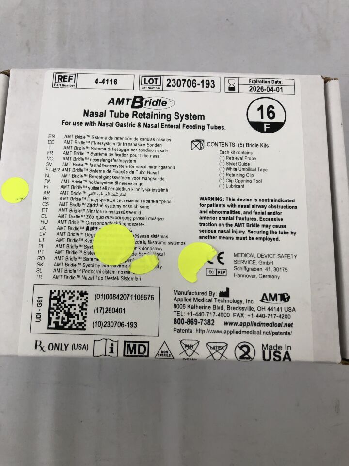 16 de abril - APPLIED MEDICAL - Sistema de retención de tubo nasal AMT Bridle 16F (caja de 5) - (Fecha de caducidad: 01/04/2026)