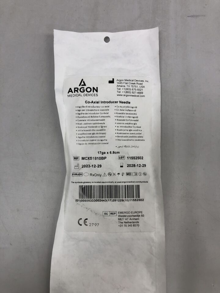 MCXS1810BP - ARGON - SuperCore Semi-Automatic Biopsy Instrument Optional Echogenic Co-axial Introducer Needle, 17G X 14.9cm, (EA) - ( Expiry Date: 2028-12-29 )