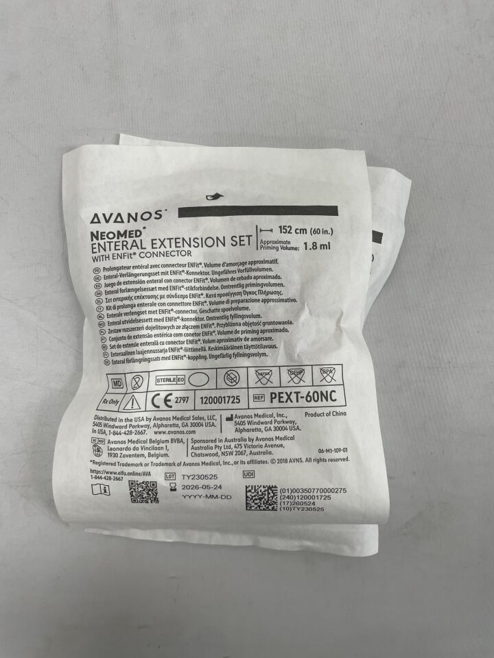 PEXT-60NC - AVANOS - NEOMED SET DE EXTENSIÓN EXTERNA con conector ENFit, 152 cm, 1,8 ml, PÚRPURA, (CADA UNO) - (Fecha de caducidad: 24/05/2026)