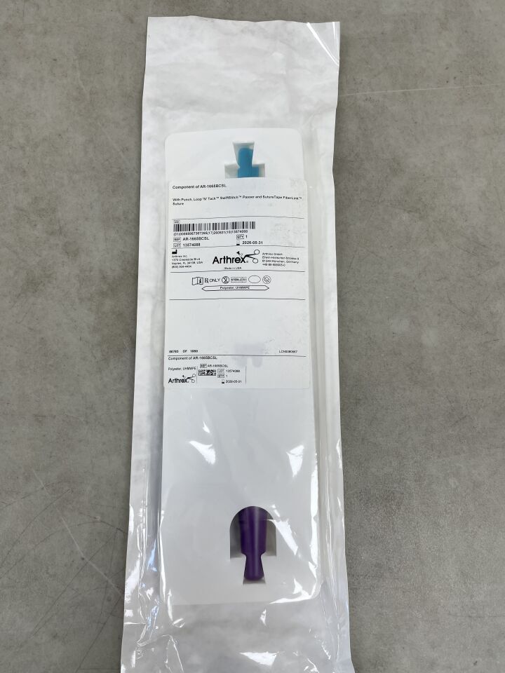 CO-AR-1665BCSL - ARTHREX - Componente de (AR-1665BCSL) PASADOR DE PUNCH, LOOP 'N' TACK SWIFTSTITCH Y SUTURA FIBERLINK DE CINTA DE SUTURA, (C/U) - (Fecha de vencimiento: 31/05/2026)