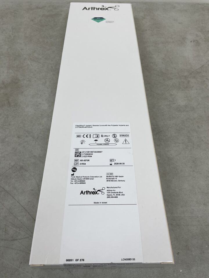 AR-4570R - ARTHREX - Dispositivo meniscal FiberStitch con dos implantes de poliéster y FiberWire 2-0, curvatura inversa (caja/1) - (Fecha de caducidad: 30/06/2026)