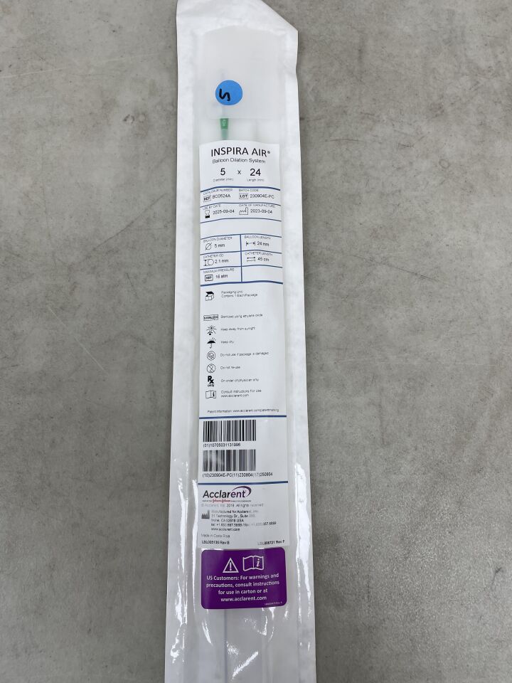BC0524A - ACCLARENT - INSPIRA AIR Balloon Dilation System - 5mm x 24mm x 45cm, (EA) - ( Expiry Date: 2025-09-04 )