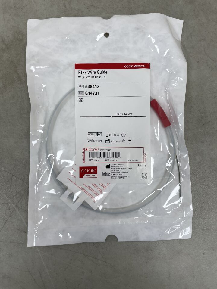 G14731 - COOK - Fixed-Core Wire Guide, 3cm Flexible Tip 0.038" x 145cm, (EA) - ( Expiry Date: 2025-08-25 )